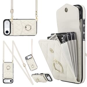 Fr Apple iPhone 17 Air Crossbody Kunstleder Rhombic Design Hlle Wei
