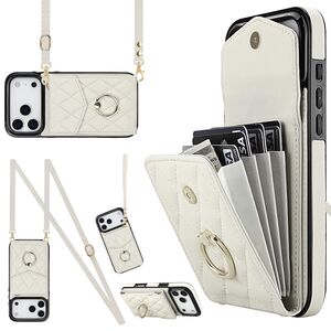 Fr Apple iPhone 17 Pro Crossbody Kunstleder Rhombic Design Hlle Wei