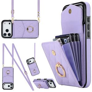 F�r Apple iPhone 17 Pro Max Crossbody Kunstleder Rhombic H�lle H-Lila