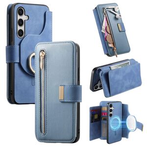 F�r Samsung Galaxy S25 FE 5G MagSafe Kunstleder Wallet H�lle Blau