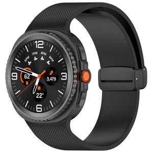 F�r Samsung Galaxy Watch 8 / 8 Classic Silikon Magnet Armband Schwarz