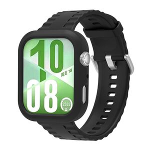 F�r Huawei Watch Fit 4 Silikon H�lle mit integriertem Armband Schwarz