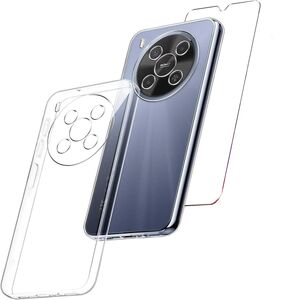 F�r ZTE Blade V70 Max Silikon TPU H�lle Transparent + 9H Hart Glas