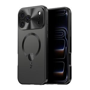 F�r Apple iPhone 17 Pro Full Cover MagSafe H�lle Metallrahmen Schwarz