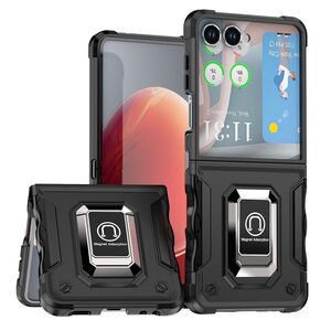 F�r Samsung Galaxy Z Flip7 Sto�fest Armor H�lle mit Ringhalter Schwarz