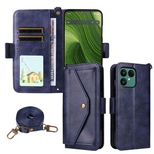 F�r Fairphone 6 Crossbody Echtleder Kartenfach Schutz H�lle Blau