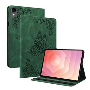 F�r Samsung Galaxy Tab S11 Schmetterling Design Kunstleder Tasche Gr�n