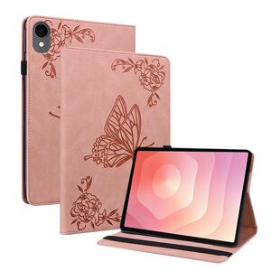 F�r Samsung Galaxy Tab S11 Schmetterling Design Kunstleder Tasche Pink