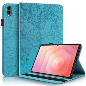 Fr Samsung Galaxy Tab S11 Ultra Baum Design Kunstleder Tasche Blau