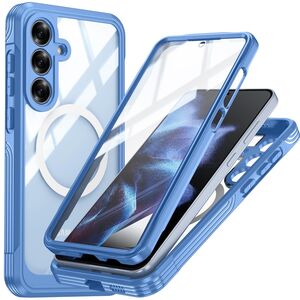 F�r Samsung Galaxy S25 FE MagSafe Full Body Schutz H�lle Bumper Blau