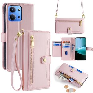 F�r Xiaomi Redmi 15C 5G / 4G Crossbody Kunstleder Wallet H�lle Rosa