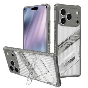 F�r Apple iPhone 17 Pro Plating PC TPU Hybrid Halter Handy H�lle Grau