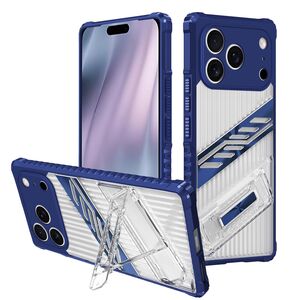 F�r Apple iPhone 17 Pro Plating PC TPU Hybrid Halter Handy H�lle Blau