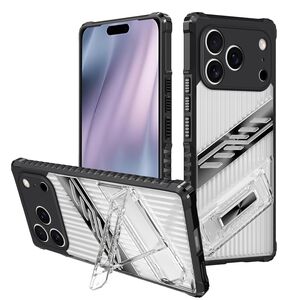 F�r Apple iPhone 17 Pro Max Plating PC TPU Hybrid Halter H�lle Schwarz