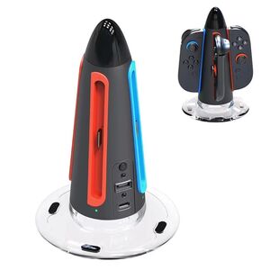 Fr Nintendo Switch 2 Joy-Con 4-in-1 Rundladestation mit RGB Schwarz