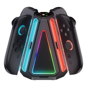 Fr Nintendo Switch 2 Joy-Con 4-in-1 Dreieck-Ladestation RGB Schwarz