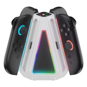 Fr Nintendo Switch 2 Joy-Con 4-in-1 Dreieck-Ladestation RGB Wei