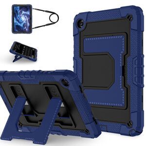 F�r Samsung Galaxy Tab A11 Plus Silikon Hybrid PC Holder H�lle D-Blau