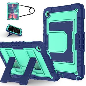 F�r Samsung Galaxy Tab A11 Plus Silikon Hybrid PC Holder H�lle T�rkis