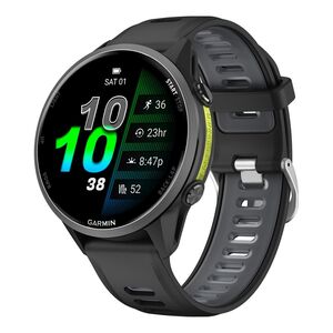 F�r Garmin Forerunner 970 Silikon Armband mit Silber Schnalle Schwarz