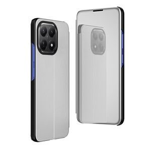F�r Xiaomi 15T Kunstleder View Spiegel Wake UP Smart H�lle Silber