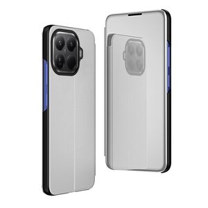 F�r Xiaomi 15T Pro Kunstleder View Spiegel Wake UP Smart H�lle Silber