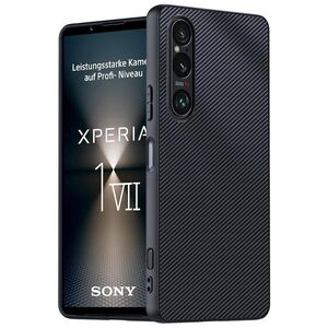 F�r Sony Xperia 1 VII Kunststoff Carbon Fiber Textur H�lle Schwarz