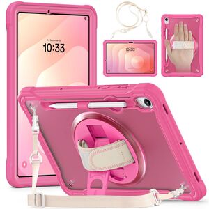 F�r Samsung Galaxy Tab S11 360 Grad Rotation Heavy Hybrid H�lle Rosa