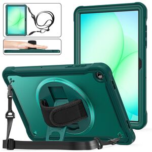 F�r Samsung Galaxy Tab A11 Plus 360 Grad Rotation Hybrid H�lle Gr�n
