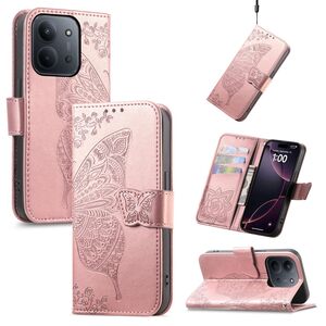 F�r Xiaomi Redmi 15C 5G / 4G Kunstleder Schmetterling Book H�lle Rosa