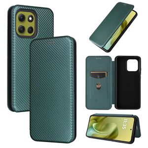 F�r Motorola Moto G86 5G Carbon Faser Textur Flip Schutz H�lle Gr�n