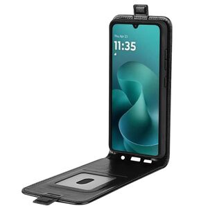 F�r Motorola Moto G06 4G Vertikale Kunstleder Flip Schutzh�lle Schwarz