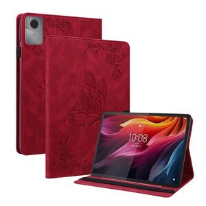 F�r Lenovo Idea Tab 11 Schmetterling Design Kunstleder Tasche Rot