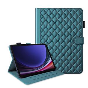 F�r Samsung Galaxy Tab S10 FE Plus Rhombus Kunstleder H�lle Gr�n