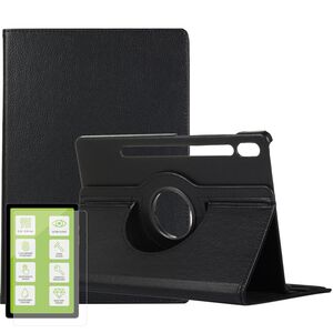 F�r Samsung Galaxy Tab S10 FE Plus Kunstleder 360 H�lle + 9H Hart Glas