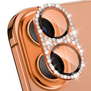 F�r Apple iPhone 17 Kamera Diamant Design Schutzglas Metall Orange