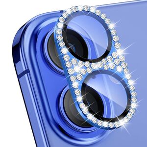 F�r Apple iPhone 17 Kamera Diamant Design Schutzglas Metall Blau