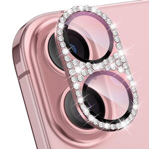 F�r Apple iPhone 17 Kamera Diamant Design Schutzglas Metall Pink