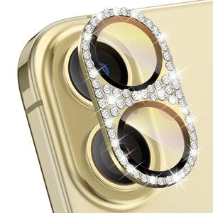 F�r Apple iPhone 17 Kamera Diamant Design Schutzglas Metall Gold