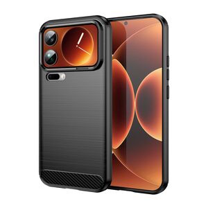 F�r Xiaomi 17 Pro Max Carbon Brushed Design TPU Schutz H�lle Schwarz