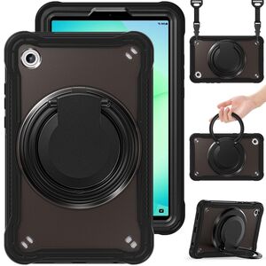 F�r Samsung Galaxy Tab A11 Hybrid Ringgriff Schutz H�lle Schwarz