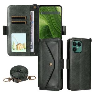 F�r Fairphone 6 Crossbody Echtleder Kartenfach Schutz H�lle Gr�n