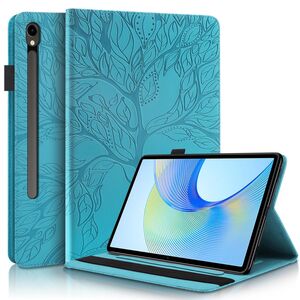 F�r Samsung Galaxy Tab S10 FE Plus Kunstleder Baum Design Tasche Blau