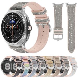 F�r Samsung Galaxy Watch 8 / 8 Classic Glitzer Silikon Leder-Optik Armband