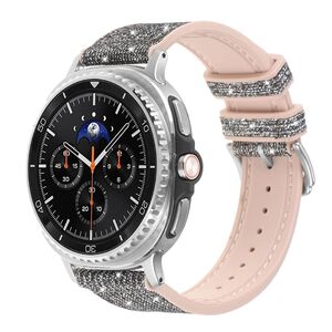 F�r Samsung Galaxy Watch 8 / 8 Classic Glitzer Silikon Leder-Optik Armband