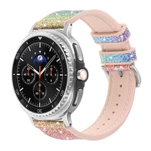 F�r Samsung Galaxy Watch 8 / 8 Classic Glitzer Silikon Leder-Optik Armband