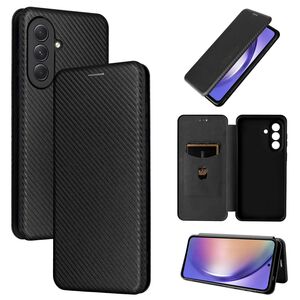 F�r Samsung Galaxy A57 5G Carbon Textur Flip Schutzh�lle Schwarz