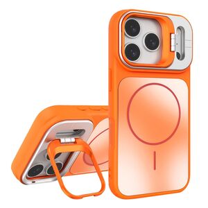 F�r Apple iPhone 17 Pro AG Frosted TPU MagSafe H�lle mit Stand Orange