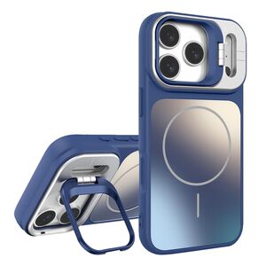 F�r Apple iPhone 17 Pro Max AG Frosted TPU MagSafe H�lle Stand Blau