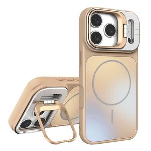 F�r Apple iPhone 17 Pro Max AG Frosted TPU MagSafe H�lle Stand Gold
